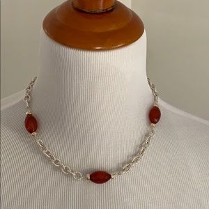 Large Link Sterling Silver Carnelian With 14k.